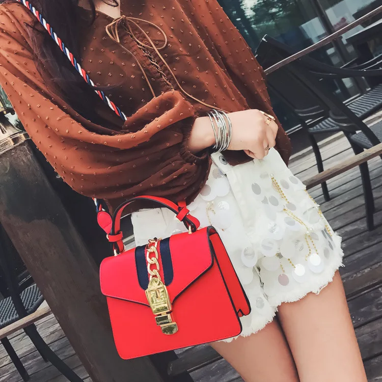 

AliExpress Autumn And Winter New Style WOMEN'S Shoulder Bag Korean-style Versatile Ribbon Square Sling Bag Shoulder Handbag