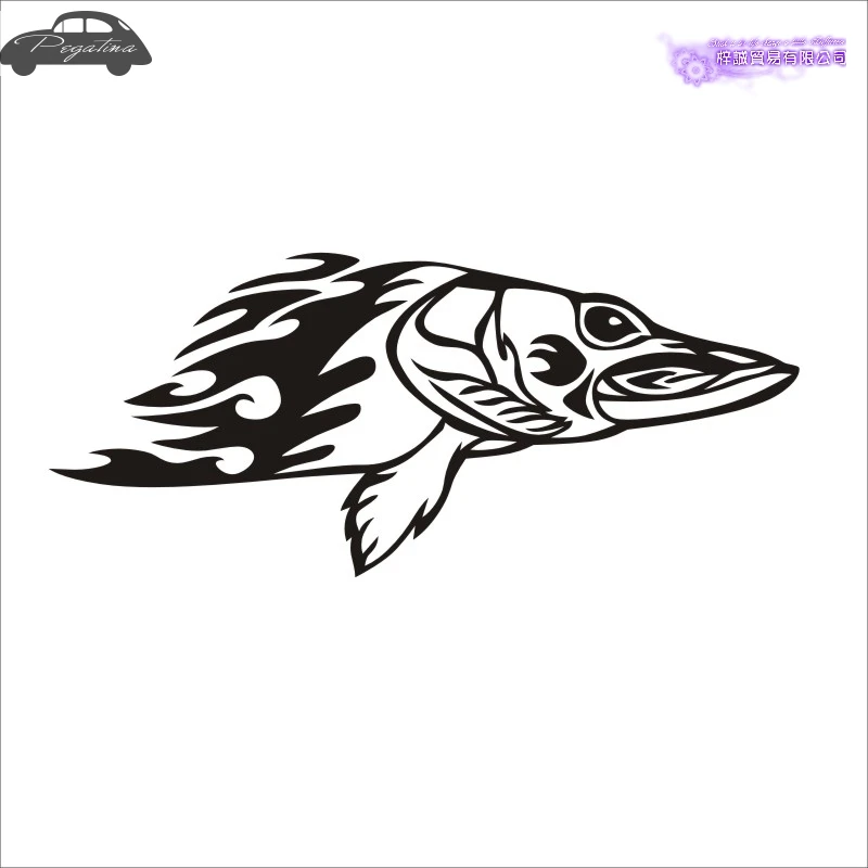Pegatina Esox Fish Dogfish Car Decal Pike Posters Boat Decals Decor Mural Wall Sticker Angling Hooks Shop Vinyl
