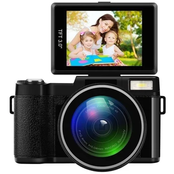 

24MP Full HD 1080P 4x Digital Zoom Camera 180 Degree Rotatable 3.0 Inch LCD Screen Video Vlog Camera Flashlight Camcorder