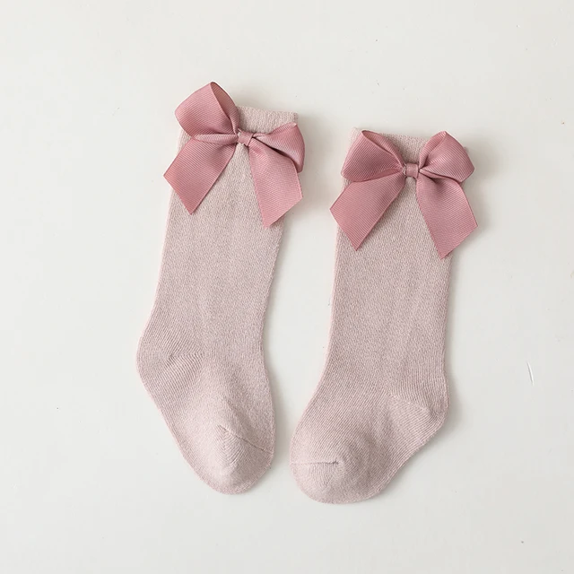 New Brand Baby Toddlers Socks Autumn Winter Children Girls Knee High Long Sock Cotton Big Bow Spanish Style Kids Floor Socks Pink