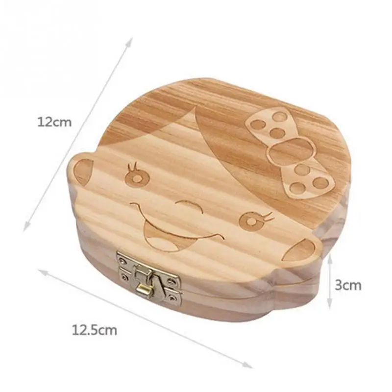 Lovely Girl /Boy Image Wooden Fetal Milk Box Hair Collection Recording Baby Souvenirs Baby Save Teeth Tooth Box Growth Baby