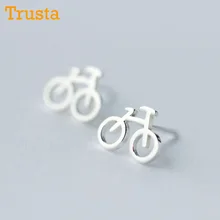 Trusta 925 пробы серебряные женские ювелирные изделия Модные милые миниатюрные 10 мм X 8 мм велосипедные серьги-гвоздики для дочерей девочек DS64