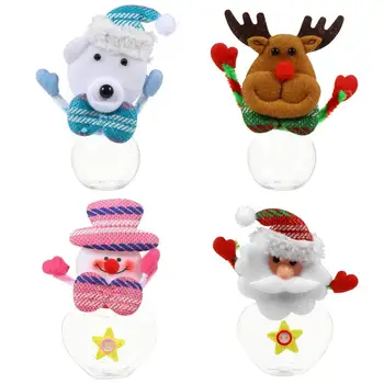 

4Pcs Christmas Candy Containers Transparent Practical Lightweight Sweets Storage Jar Christmas Ornaments Candy Jars