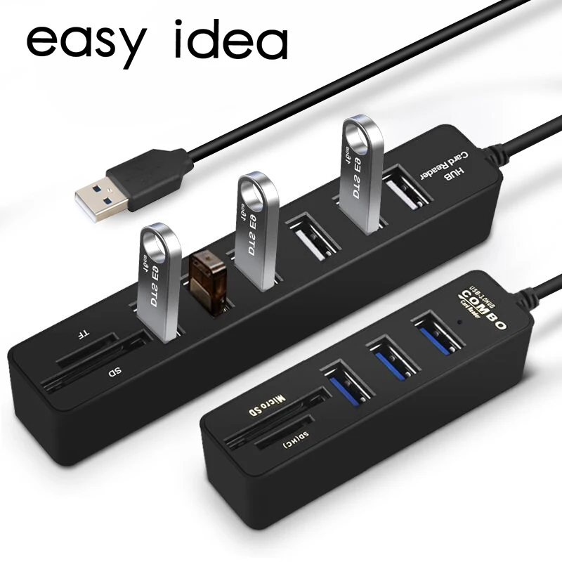 USB Hub 3.0 Multi Splitter 2.0 USB 3.0 Hub 3 / 6 Hab Micro TF/SD Card Reader High Speed Computer Accessories For PC