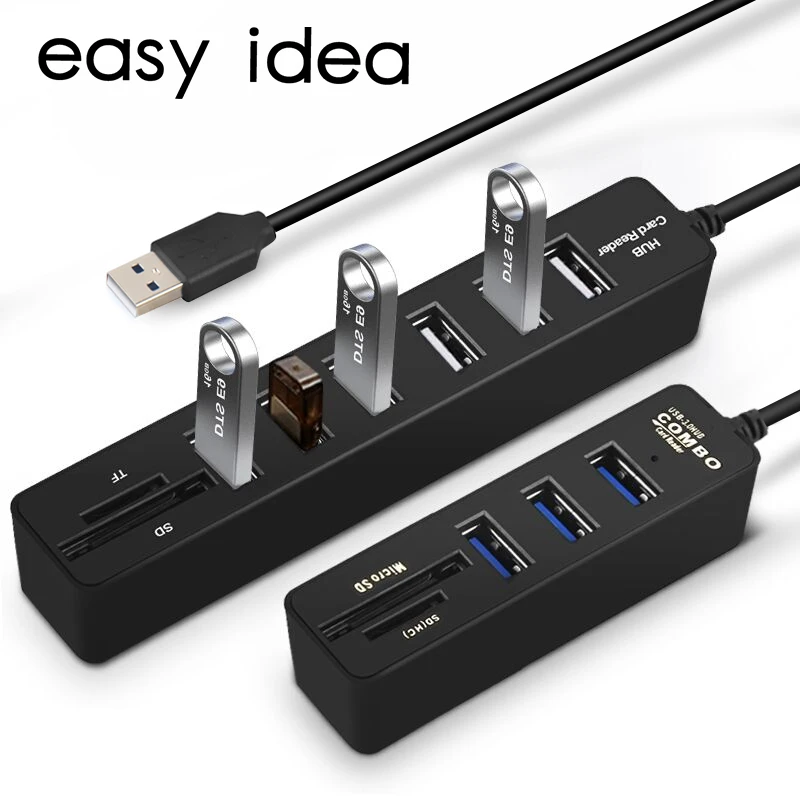 Color : Black ZLDGYG SMDMM 2.0 Multi USB 2.0 Hub USB Splitter High Speed 3 USB Card Reader USB Extender for PC Laptop Color : Black ZLDGYG SMDMM 2.0 Multi USB 2.0 Hub USB Splitter High Speed 3 USB Card Reader USB Extender for PC Laptop