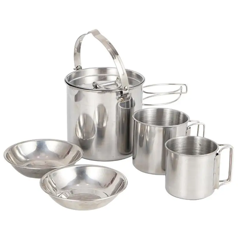 

1 Set Stainless Steel Cutlery Folding Bowl Portable Camping Cup Outdoor Kettle