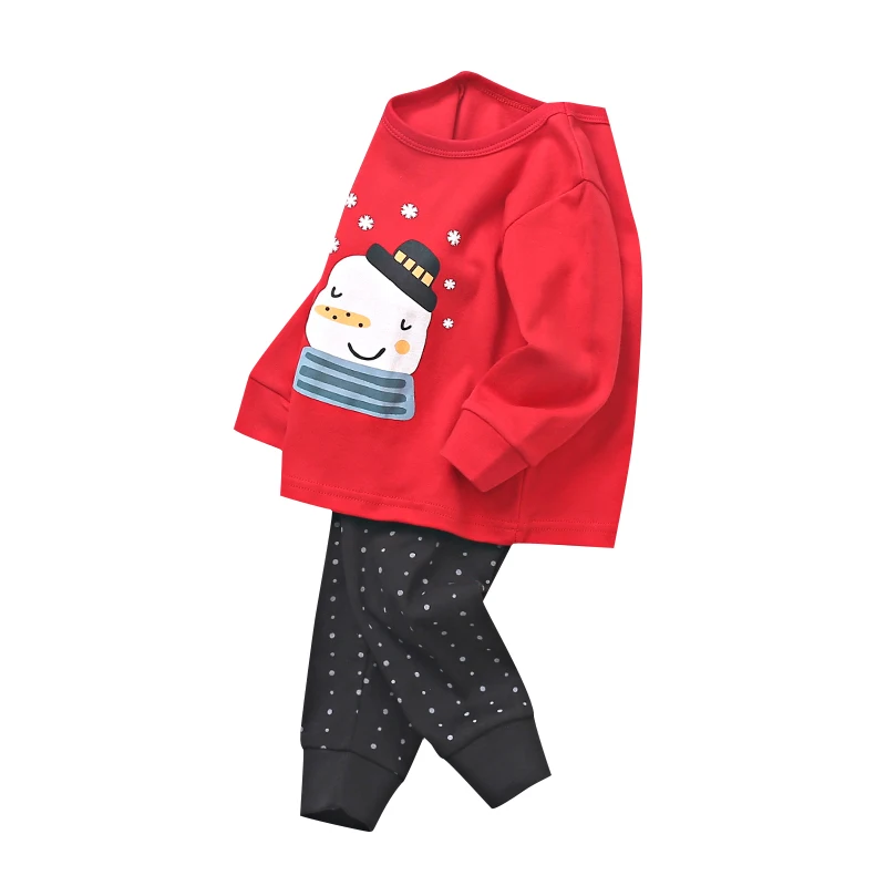 Рождественская Одежда для детей Рождественский с оленями комплект пижам для мальчиков и девочек, хлопковый детский домашний костюм - Цвет: Красный