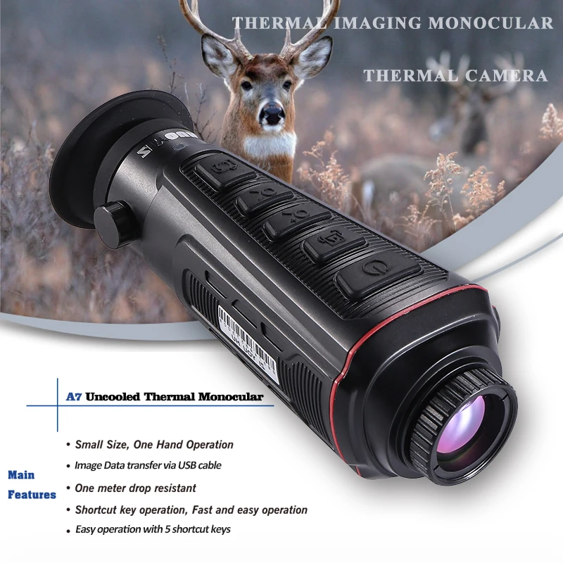 A7 Thermal Imager for Night Hunting 4X Digital Zoom Outdoor Thermographic Telescope with External Screen & Infrared Illuminator