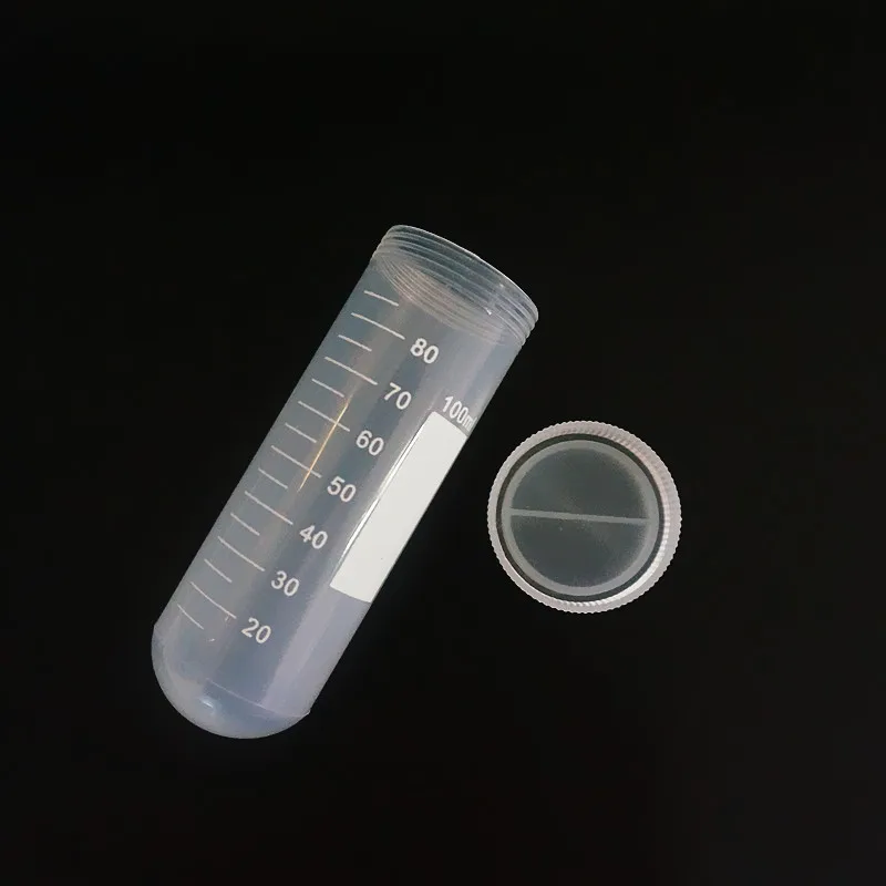 Pack of 10 x 100ml Graduated Plastic Centrifuge Tubes with Screw Caps High-quality, 100ml plastic centrifuge tubes with graduated markings and screw caps, ideal for laboratory PCR analysis and other applications. High-quality, 100ml plastic centrifuge tubes with graduated markings and screw caps, ideal for laboratory PCR analysis and other applications. H37f5a0cd5e6749318195bffbe512c7b1H -