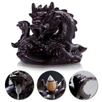 

Ceramic-Dragon Waterfall Smoke Backflow Incense Burner Censer Cones Holder New
