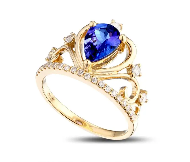 

1.46 carat natural sapphire synthetic diamant fashion ring 925 sterling silver crown ring engagement wedding ring (CM)