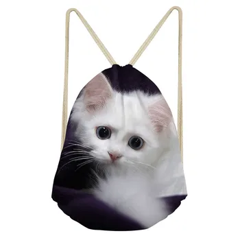 

Aulaygo Kawaii Drawstring Bag 3D Siamese Cat Printing Women's Backpack Custom Feminina Mini School Backpack Girls Cute Bolsas