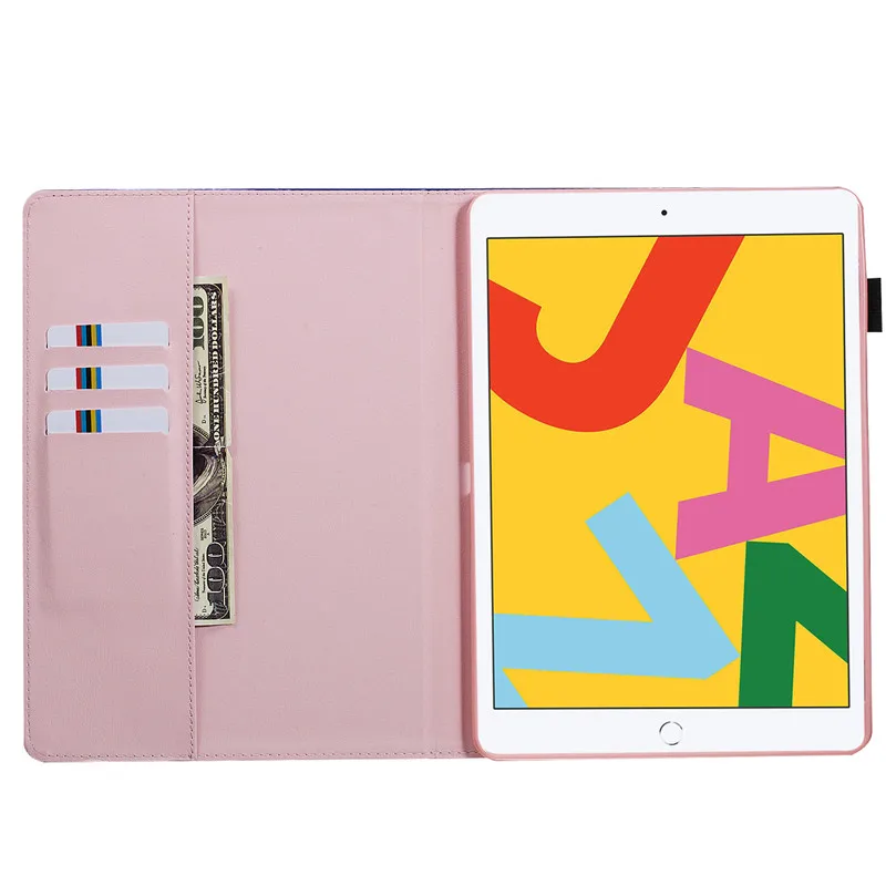 Чехол для ipad 10,2, кожаный чехол-подставка с принтом, чехол-кошелек для Apple ipad 7, 7, 10,2 дюймов, A2200, A2198, A2197, защитный чехол