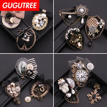 

GUGUTREE brooch breastpin army rank flower patch metal patches badges applique patches for clothing HH-34