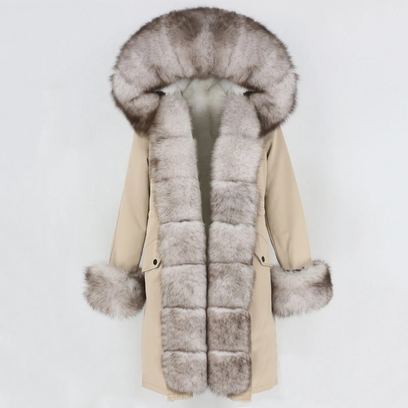 OFTBUY X-long Parka Waterproof Outerwear Real Fur Coat Winter Jacket Women Natural Fox Fur Hood Luxury Outerwear Detachable New
