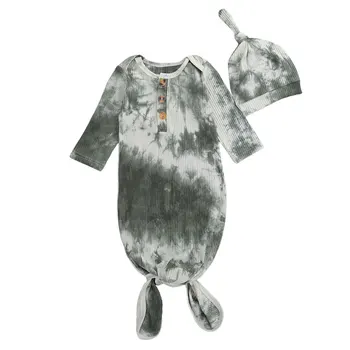 

2020 Tie-dye Printed Baby Quilt and Cap Silkworm Cocoon Type Newborn Wrap Comfort Sleeping Bag & Hat Set