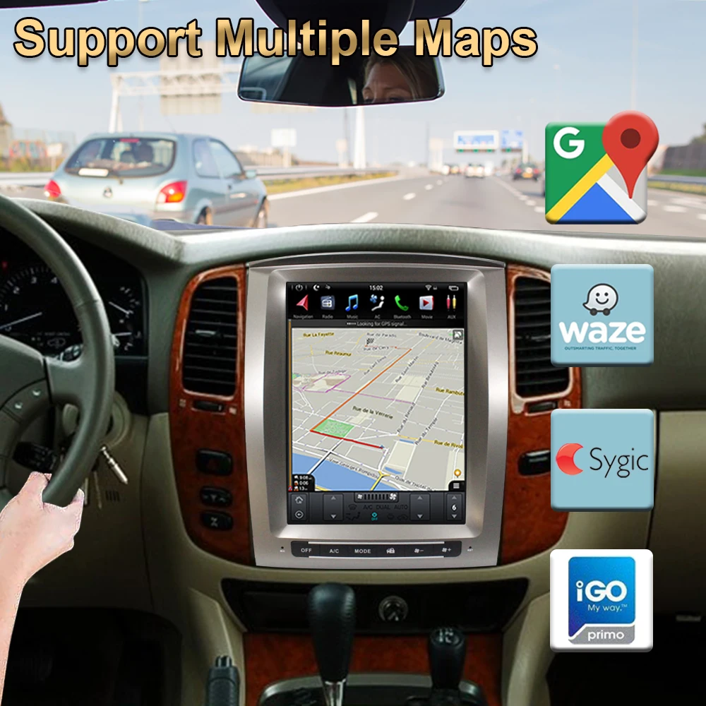 Android Автомобильный gps навигатор для TOYOTA LAND CRUISER LC100 03 головное устройство Мультимедиа Радио магнитофон без DVD плеера Tesla стиль