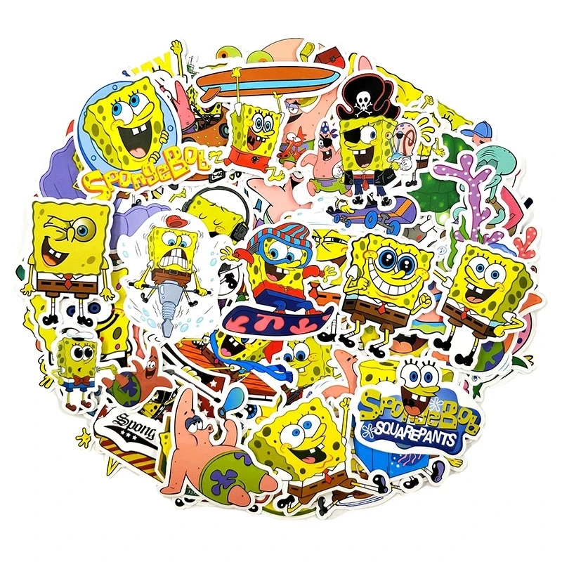 

50-100Pcs/Pack SpongeBob Graffiti Stickers American Cartoon For Motorcycle Notebook Luggage Bicycle Skateboard Pegatina For Kid
