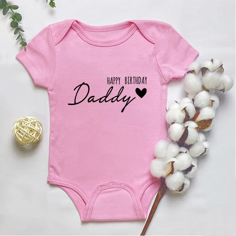 Happy Birthday Daddy Letters Print Baby Bodysuit Baby Grow for Infant Toddler Boys Girl 100% Cotton Romper Jumpsuit