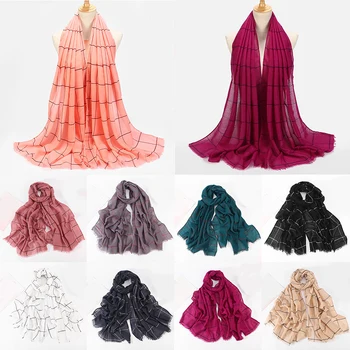 

Plaid Scarf Hijabs Soft Hijab Scarf Muslim Headscarf Scarf pashmina 180x80cm Shawls Wrap headscarf turban beanie hat Hijab New