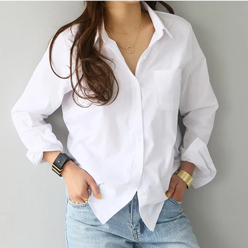 Long Sleeve White Women Shirt 