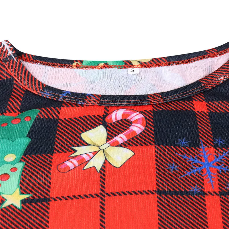 Red Fashion O-collar Snowman Printed Christmas Dress New Year Xmas Long Sleeve Mini Dress Women Girls 40SE25 (2)
