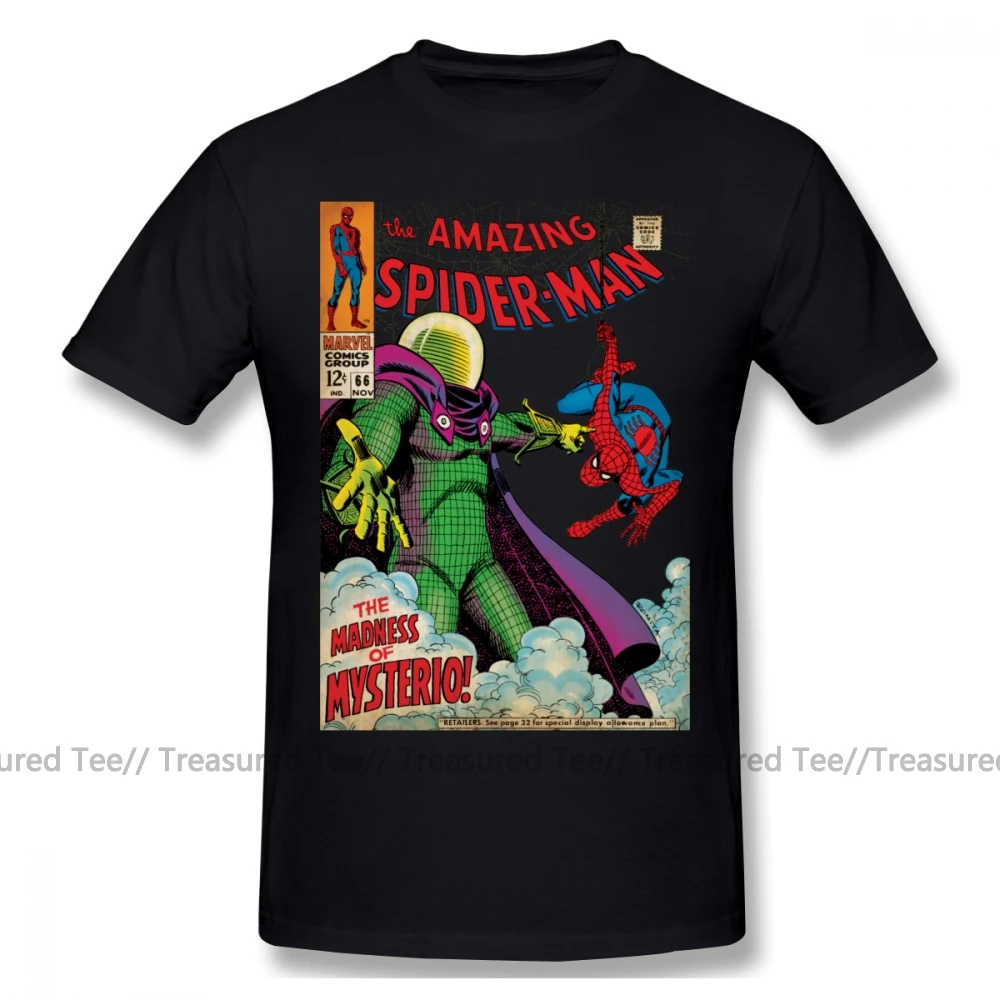 Футболка с человеком-пауком, логотип в виде паука, футболка, 100 хлопок, мужские футболки, плюс размер, забавная Базовая футболка с коротким рукавом и принтом - Цвет: Black
