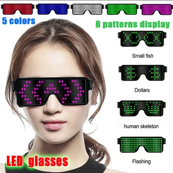 

1 Pc USB Charge Luminous Glasses Led Flash Character Luminous Glasses Glow Night Club Concert Party Fancy Costume Party Props