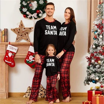 

Family Matching Christmas Pajamas Set Mother and Daughter Clothes Print Long Sleeve Warm Sweatershirt Pants 2pcs Casual Outfit