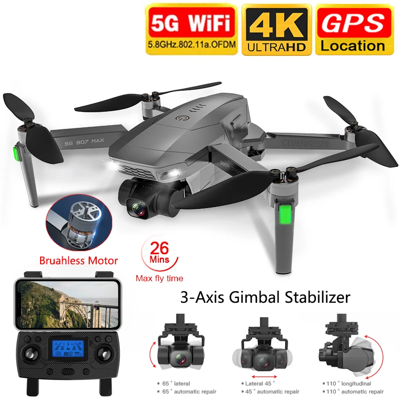 Best Deal 2021 NEW SG907 MAX / SG907 Pro Drone GPS 5G WIFI 4k HD Mechanical 3-Axis Gimbal Camera Supports TF Card RC Drones Distance 800m