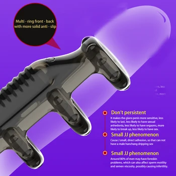 Penis Vibrating Penis Rings For Male Delay Ejaculation Men Sex Toys Silicon Penis Sleeve Ring Cock Ring Men Chastity Cage Device 5