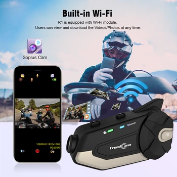 

FreedConn R1 Motorcycle Bluetooth Headset Waterproof 1080P HD Video Helmet Wifi Recorder Moto Camera without Intercom Function