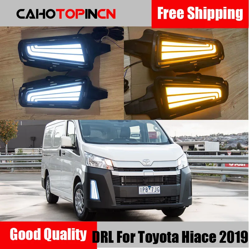 

Светодиодные дневные ходовые огни, противотуманные фары для toyota NEW Hiace 2019, 2020, 12 В, С реле указателя поворота, 2 шт.