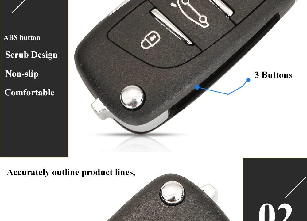 Keyforkess 3 pulsanti originali 433.92Mhz FSK ID46 PCF7941 Chip pieghevole Flip Car Key per Citroen DS3 DS4 DS5 C4L C4 telecomando automatico - H37f6afa359a049ad9a626e8d7b54633fa