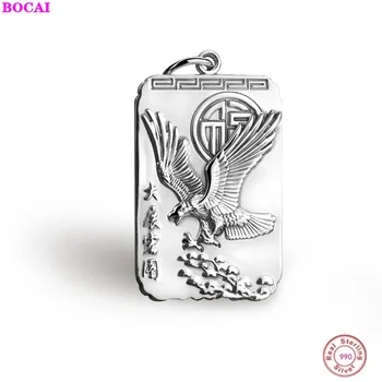 

BOCAI Real solid sterling silver s999 pendant grand exhibition eagle enter the treasure pendant man's pure silver pendant