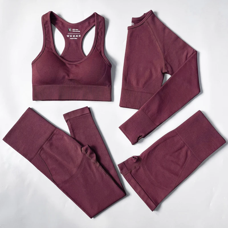 Leggings Sportswear Crop-Top Gym Clothing Yoga-Set Fitness Long-Sleeve Seamless Workout