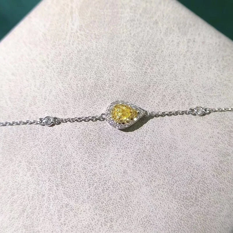 18K Au750 White Gold Bracelet 0.29Carat Nature Diamond Pear cut Yellow diamond Bracelet Wedding Party Engagement Anniversary