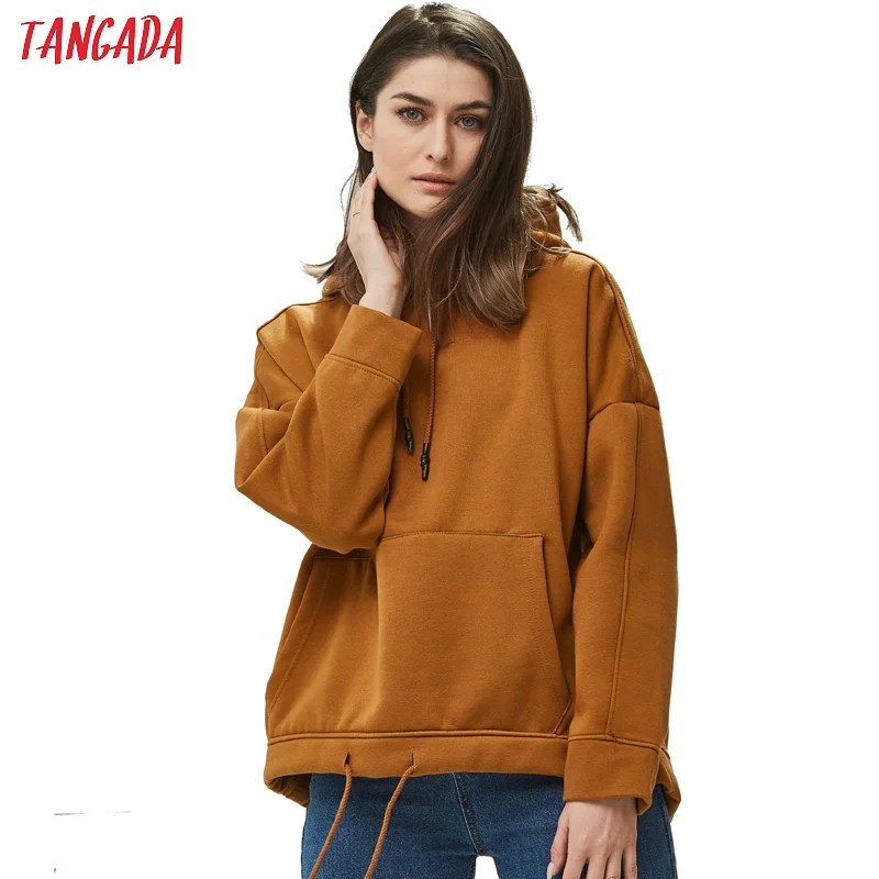Tangada women fleece Pullovers Sweatshirt Autumn winter 2019 female solid oversize pullovers Casual pocket hooded tops 4M41 Tangada women fleece Pullovers Sweatshirt Autumn winter 2019 female solid oversize pullovers Casual pocket hooded tops 4M41