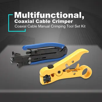 

RG6 RG59 RG11 Adjustable Coaxial Cable Crimper Stripper Compression Hand Tool Coax Cable Crimpers Strippers Tool