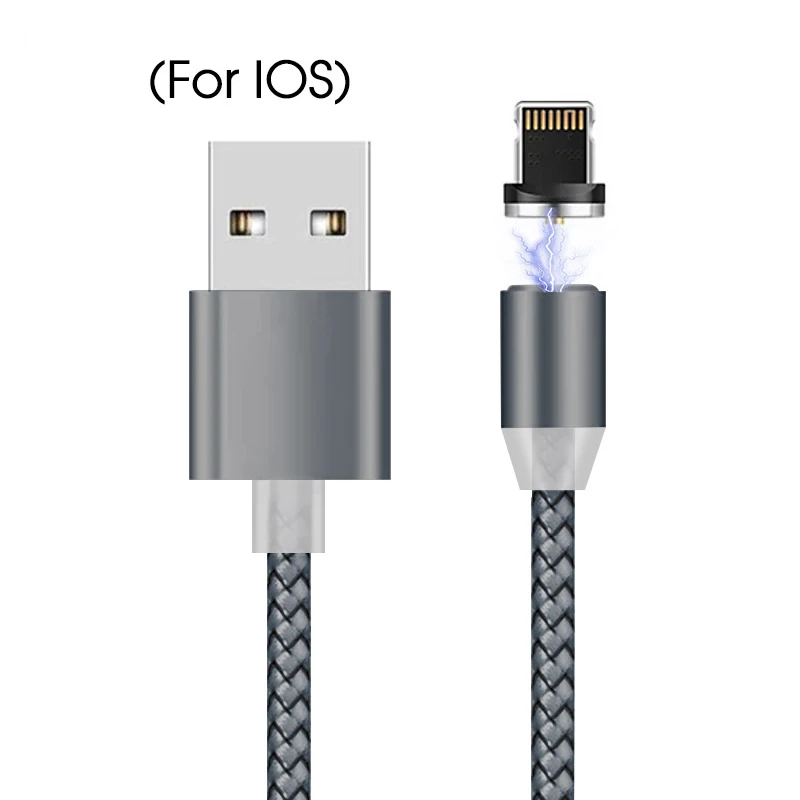 Магнитный кабель Micro USB type-C для samsung для iOS кабель быстрой зарядки шнур Magne touch Charge type C USBC 1 м 2 м провод - Цвет: grey-LT