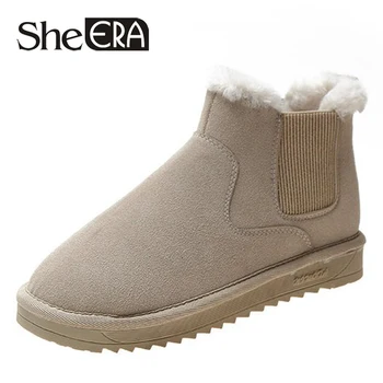 

She ERA Snow Boots Women 2020 New Fashion Winter Plus Velvet Thick Boots Short Bread Shoes Lady Cotton Shoes Warm Booties