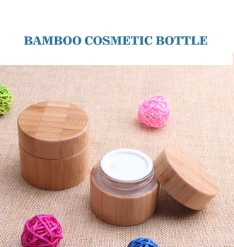 

30g 50g empty glass inner bamboo jars wooden cosmetic jar container for creams with bamboo lid 5g，lip CBD Hemp Cream containers