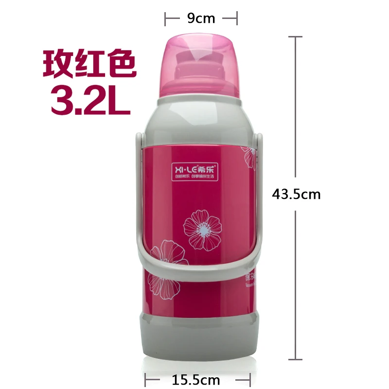 2/3. 2л стеклянный термос, большая емкость, чайник для льда, термос, термос, чайник с крышкой, термосы - Цвет: 3.2L Rosy