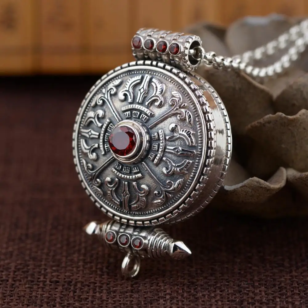 Gawu box Silver pendant for man s925 pure silver antique style Buddhist Shurangama mantra can open the evil spirits man pendant