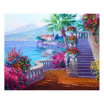 

No Frame Landscape DIY Painting By Numbers Modern Wall Art Canvas Painting Kits Coloring Paint By Numbers For Home Decor #R10
