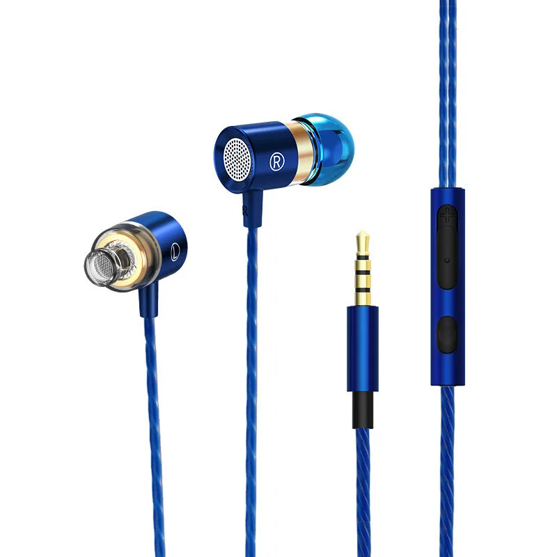 

Metal Ear-in Earphones Line Control with Mic TPE Portable Universal Headset AS99