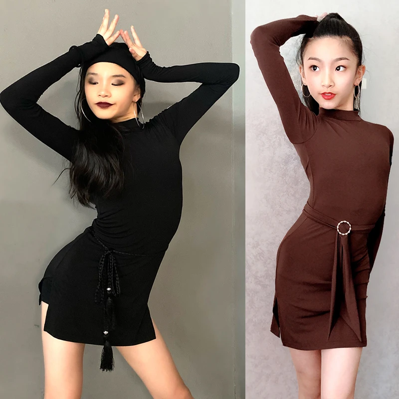 

Платье детское для латиноамериканских танцев с длинным рукавом, модель DN6844 для девочек, 2020