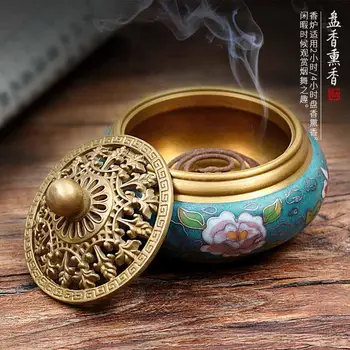 

Cloisonne incense burner pure copper sandalwood incense for Buddha home indoor purification air disk incense incense burner