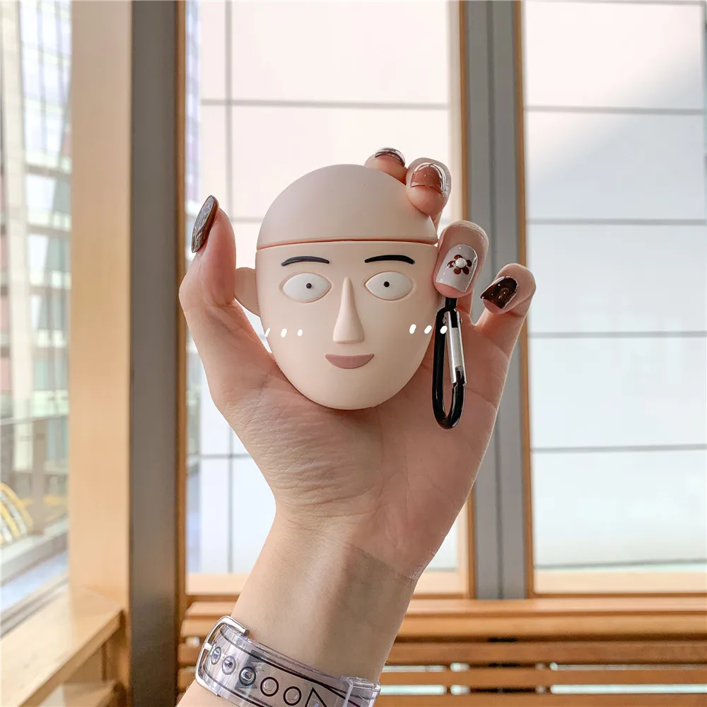 

3D cute Japan cartoon ONE PUNCH-MAN Saitama case for airpods 1 2 Kawaii Case for Air pods 1 Silicone Cover for Air pods 2 funda