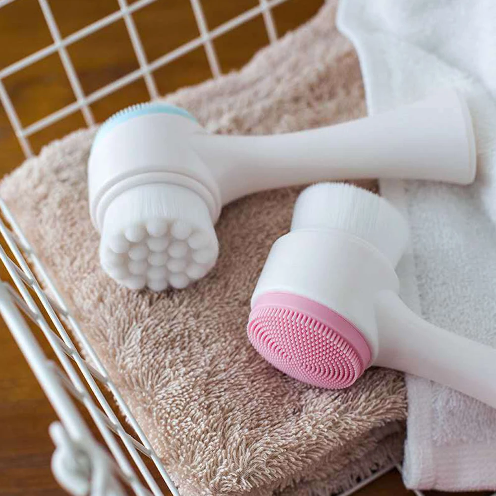 Double Side Silicone Facial Pore Brush 3d Vibration Massage Skin